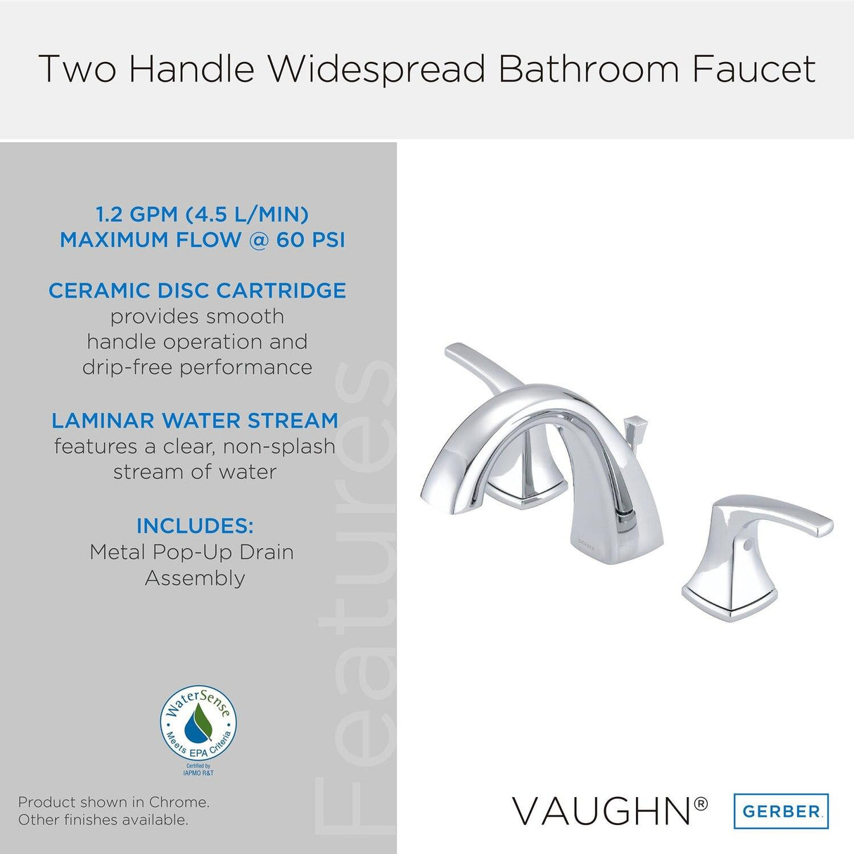 Gerber D304118BN Brushed Nickel Vaughn Two Handle Widespread Faucet