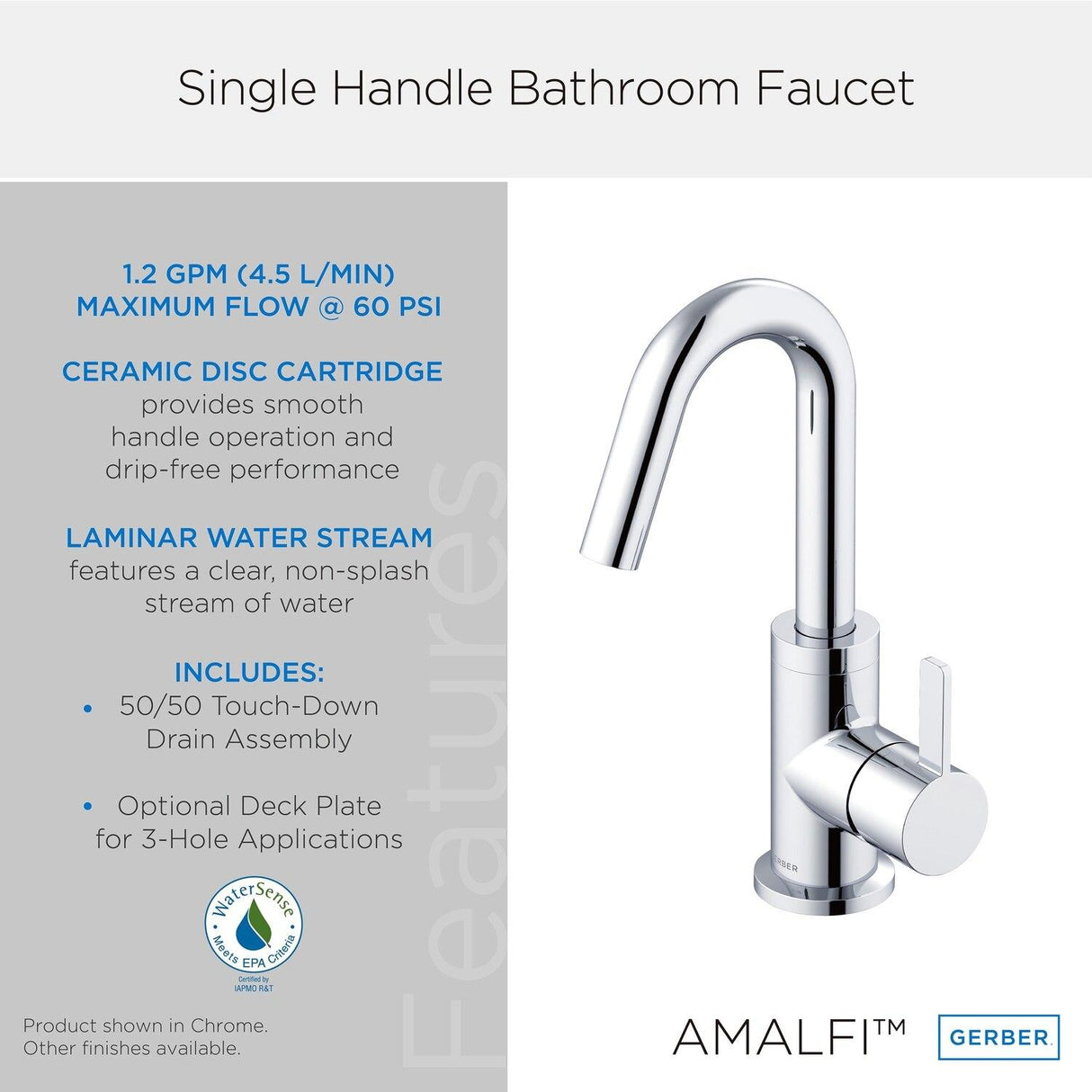 Gerber D222530BN Brushed Nickel Amalfi Single Handle Lavatory Faucet