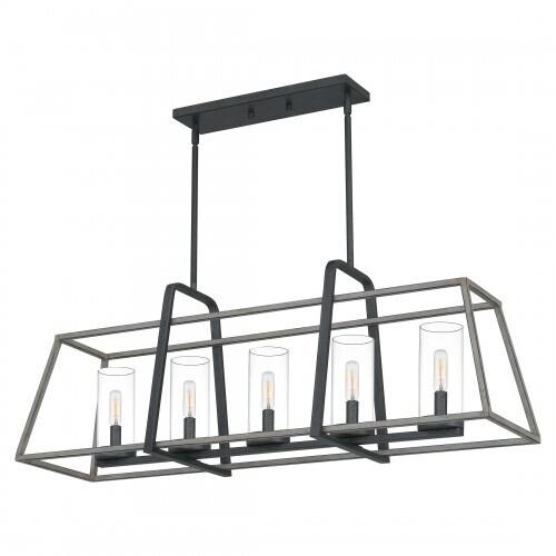 Quoizel QF5277DO Lincoln Linear chandelier 5 light distressed iro Island Light
