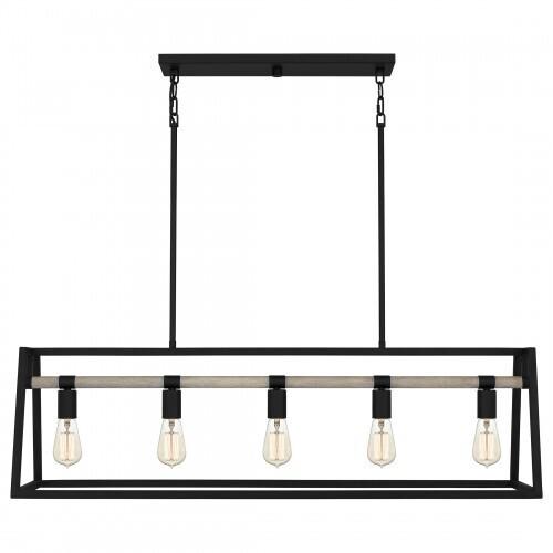 Quoizel TPT142MBK Tippet Linear chandelier 5 lights matte black Island Light