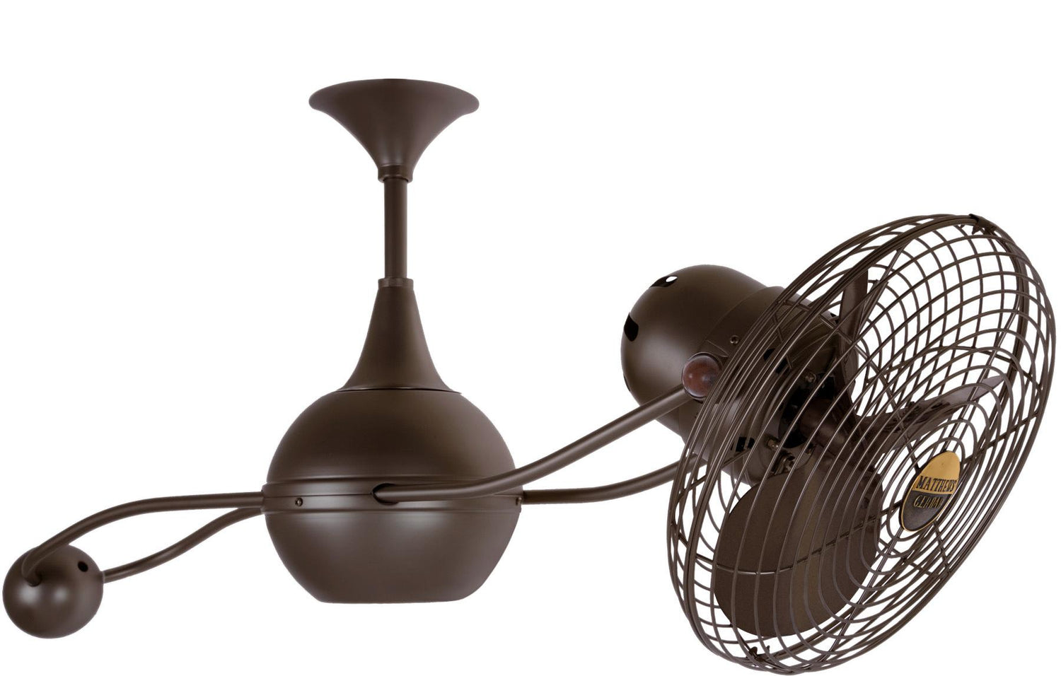 Matthews Fan B2K-BZZT-MTL Brisa 360° counterweight rotational ceiling fan in Bronzette finish with metal blades.