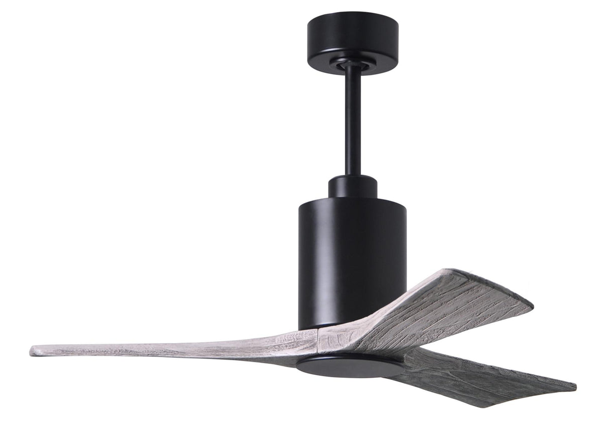 Matthews Fan PA3-BK-BW-52 Patricia-3 three-blade ceiling fan in Matte Black finish with 52” solid barn wood tone blades and dimmable LED light kit 