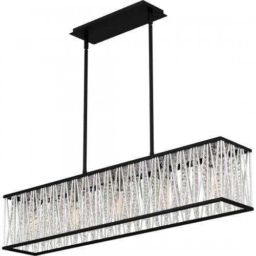 Quoizel PCCET538MBK Celeste Linear chandelier 5 lights matte black. Island Light