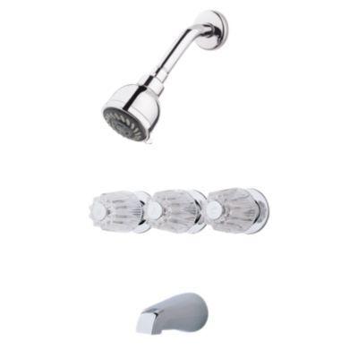 Polished Chrome Pfister 3-handle Tub & Shower Faucet LG01-1120