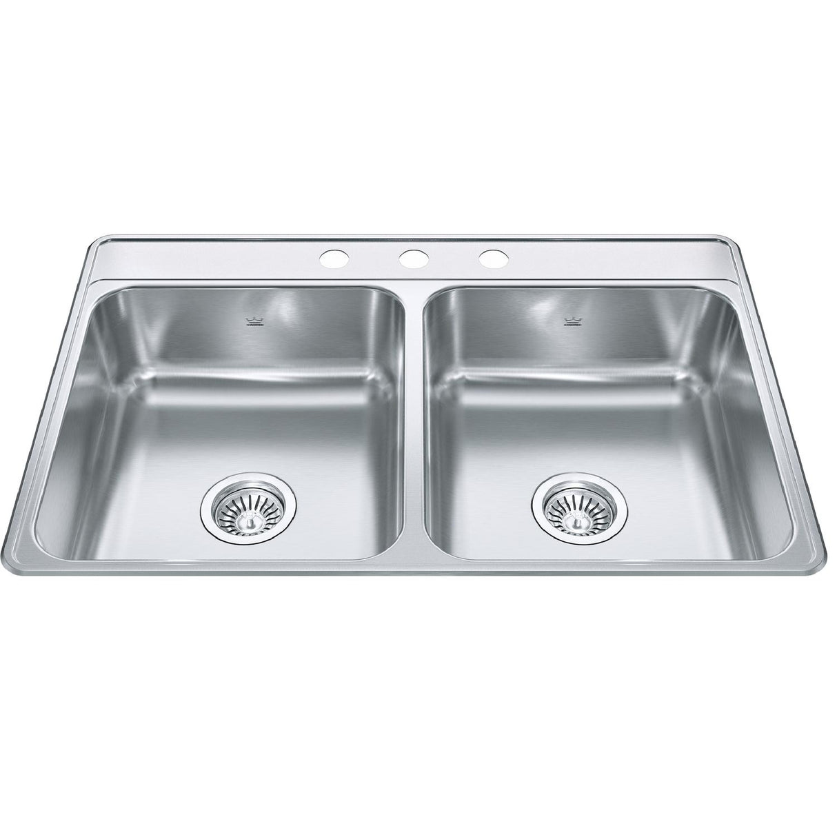 KINDRED CDLA3322-7-3N Creemore 33-in LR x 22-in FB x 7-in DP Drop In Double Bowl 3-Hole Stainless Steel Kitchen Sink In Commercial Satin Finish