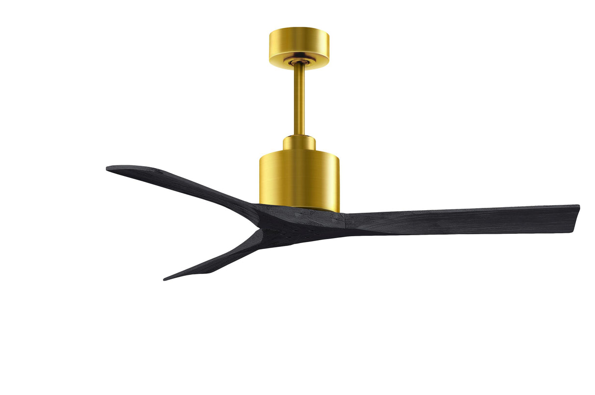 Matthews Fan NK-BRBR-BK-52 Nan 6-speed ceiling fan in Brushed Brass finish with 52” solid matte black wood blades