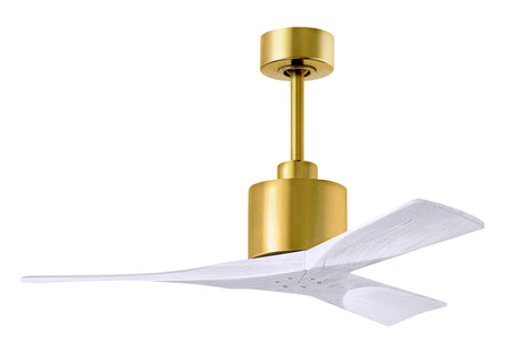 Matthews Fan NK-BRBR-MWH-42 Nan 6-speed ceiling fan in Brushed Brass finish with 42” solid matte white wood blades