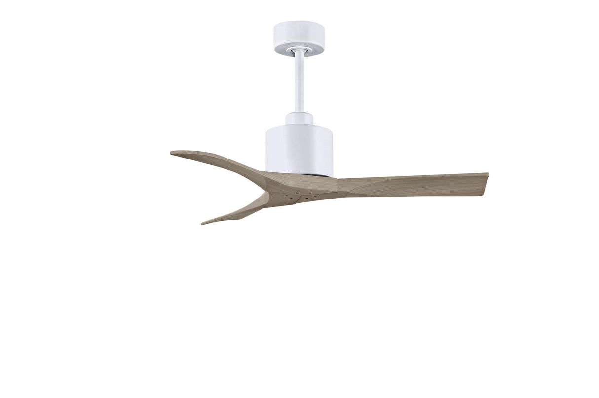 Matthews Fan NK-MWH-GA-42 Nan 6-speed ceiling fan in Matte White finish with 42” solid gray ash tone wood blades