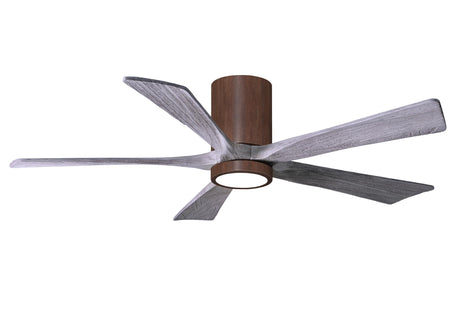 Matthews Fan IR5HLK-WN-BW-52 IR5HLK five-blade flush mount paddle fan in Walnut finish with 52” solid barn wood tone blades and integrated LED light kit.
