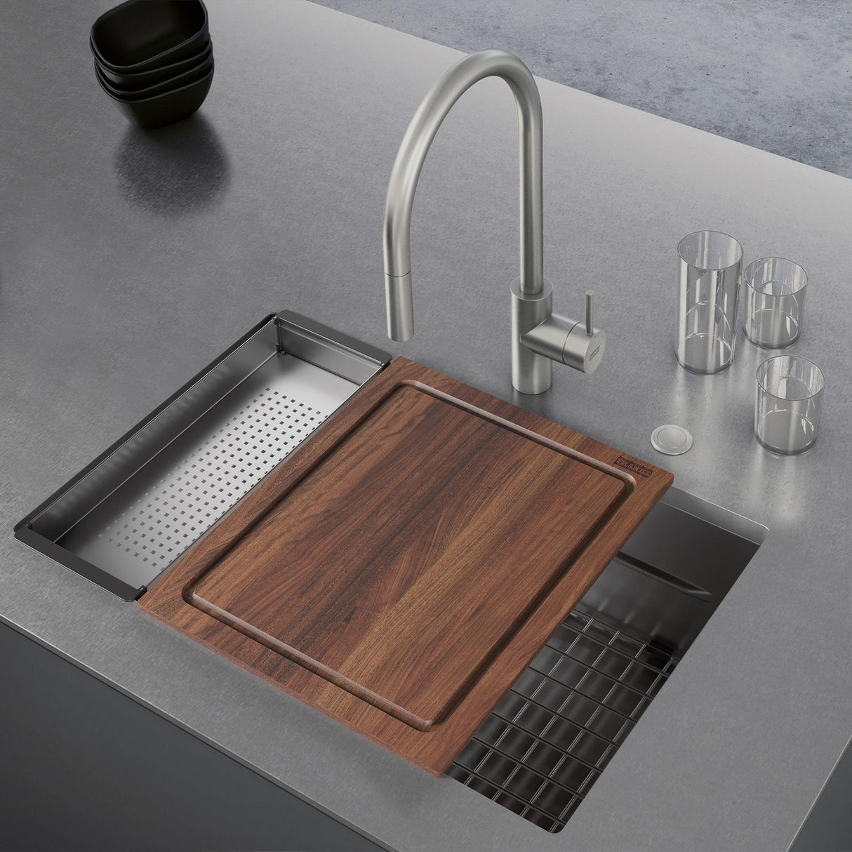 FRANKE PKX11028-WKC Peak Workcenter 29-in. x 18-in. 16 Gauge Stainless Steel Undermount Single Bowl Kitchen Sink In Diamond