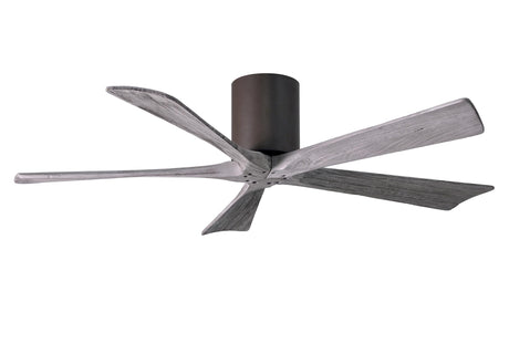 Matthews Fan IR5H-TB-BW-52 Irene-5H five-blade flush mount paddle fan in Textured Bronze finish with 52” solid barn wood tone blades. 