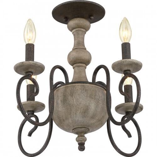 Quoizel CS1718RK Castile Semi flush convertble 4-light rustic black Semi-Flush Mount