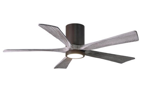 Matthews Fan IR5HLK-TB-BW-52 IR5HLK five-blade flush mount paddle fan in Textured Bronze finish with 52” solid barn wood tone blades and integrated LED light kit.