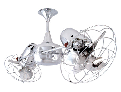 Matthews Fan DD-CR-MTL Duplo Dinamico 360” rotational dual head ceiling fan in Polished Chrome finish with Metal blades.