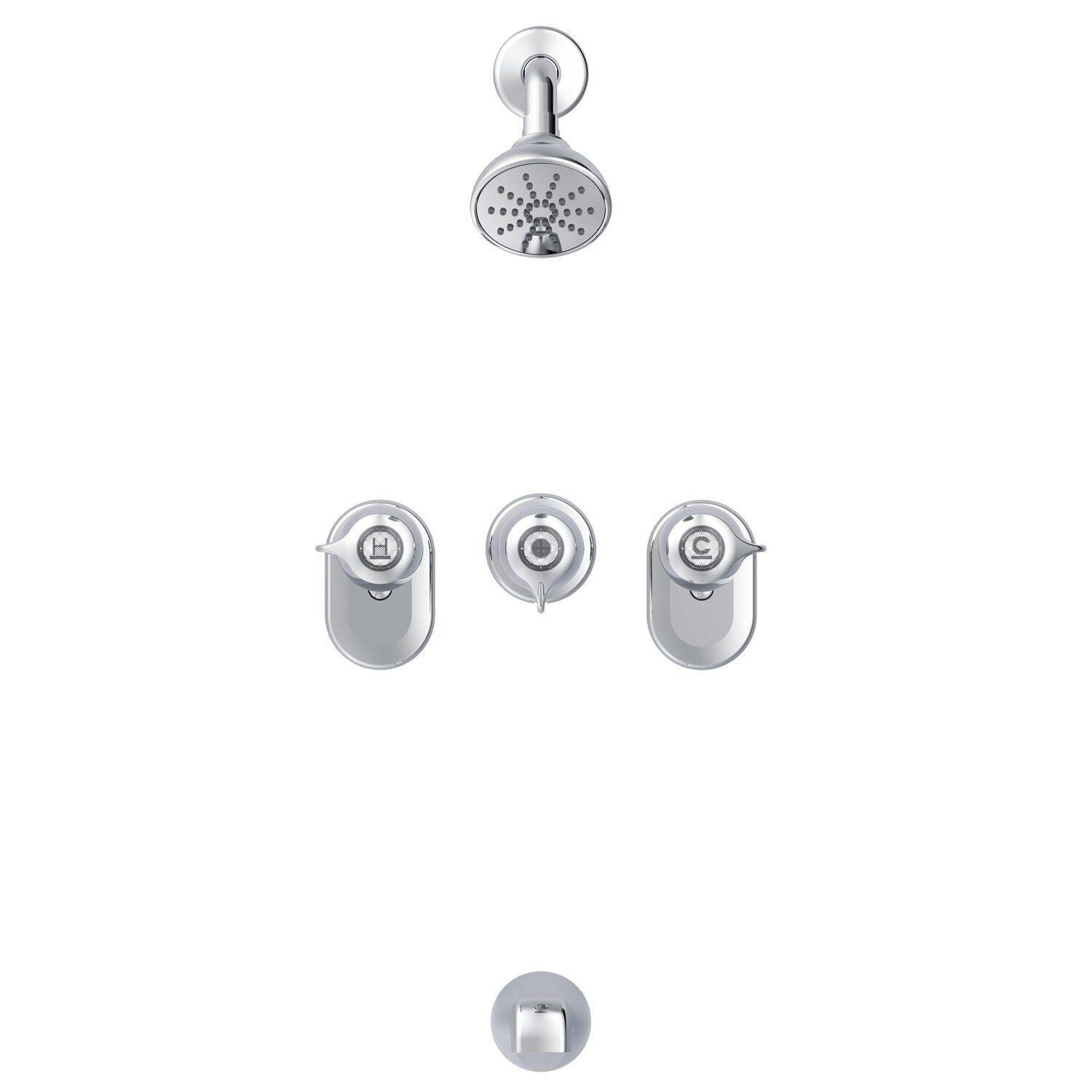 Gerber G004803483 Chrome Classics Three Handle By-pass Valve Body Tub & SHOWER...