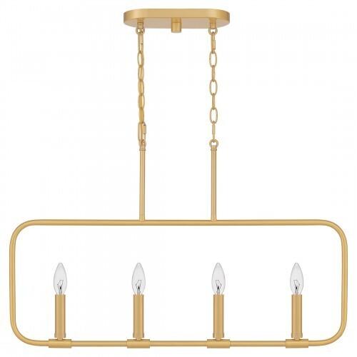 Quoizel ABR432AB Abner Linear chandelier 4 light aged brass Island Light
