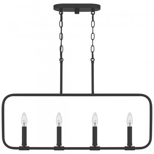 Quoizel ABR432MBK Abner Linear chandelier 4 light matte black Island Light