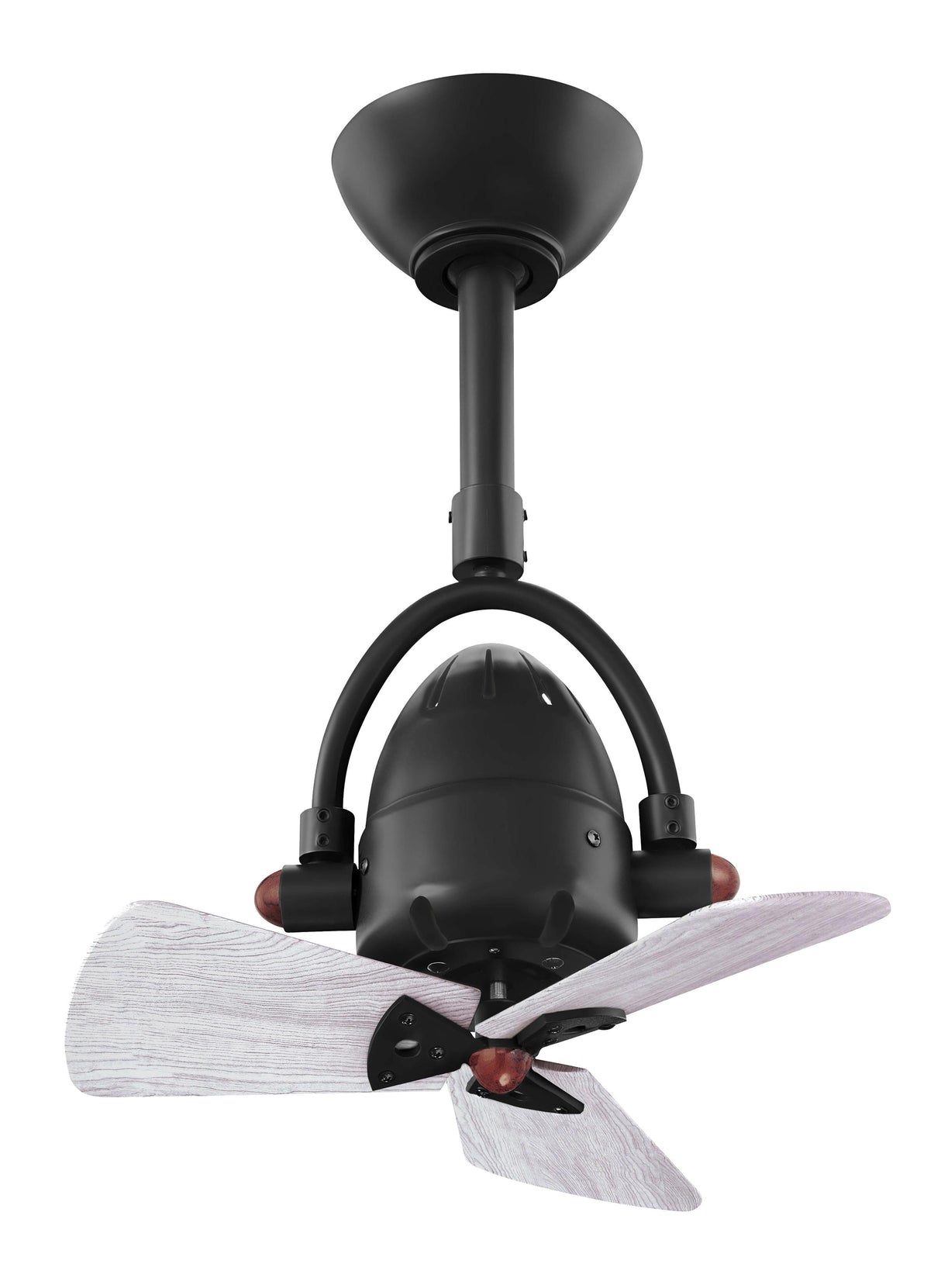Matthews Fan DI-BK-WDBW Diane oscillating ceiling fan in Matte Black finish with solid barn wood blades.