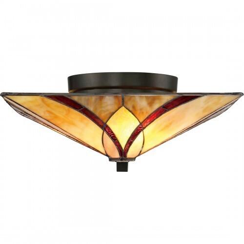Quoizel TFAS1615VA Asheville Flush mount tiffany 15"d valiant bronze Flush Mount