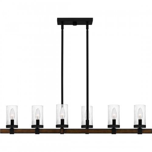 Quoizel TUT638MBK Tuthill Linear chandelier 6 lights matte black Island Light