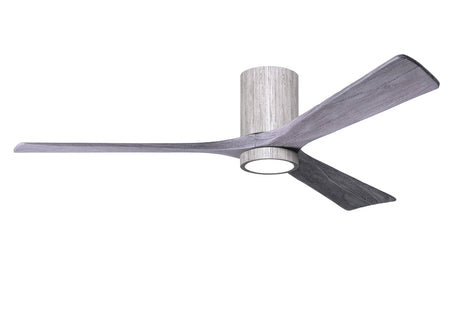 Matthews Fan IR3HLK-BW-BW-60 Irene-3HLK three-blade flush mount paddle fan in Barn Wood finish with 60” solid barn wood tone blades and integrated LED light kit.