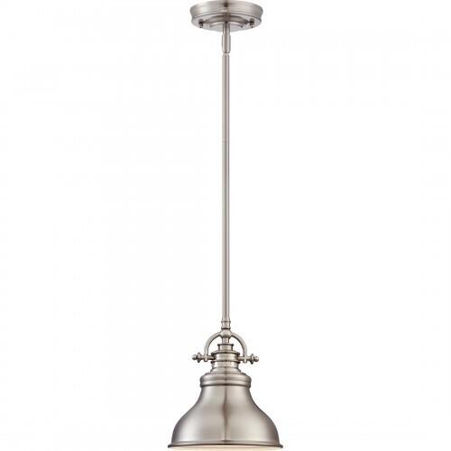 Quoizel ER1508BN Emery Vintage Mini Pendant Lighting, 1-Light, 100 Watts, Brushed Nickel (9" H x 8" W)