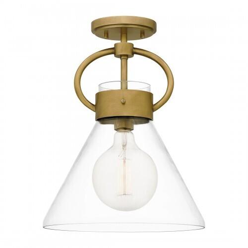 Quoizel WBS1712WS Webster Semi flush 1 light weathered brass Semi-Flush Mount