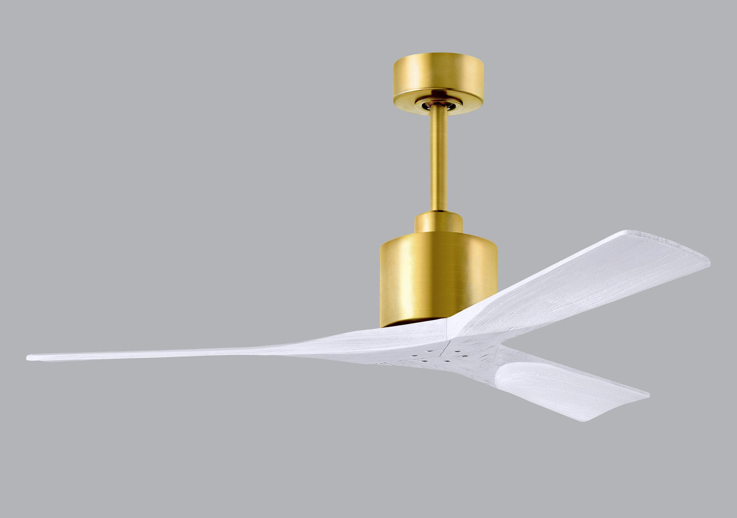 Matthews Fan NK-BRBR-MWH-52 Nan 6-speed ceiling fan in Brushed Brass finish with 52” solid matte white wood blades