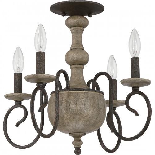 Quoizel CS1718RK Castile Semi flush convertble 4-light rustic black Semi-Flush Mount