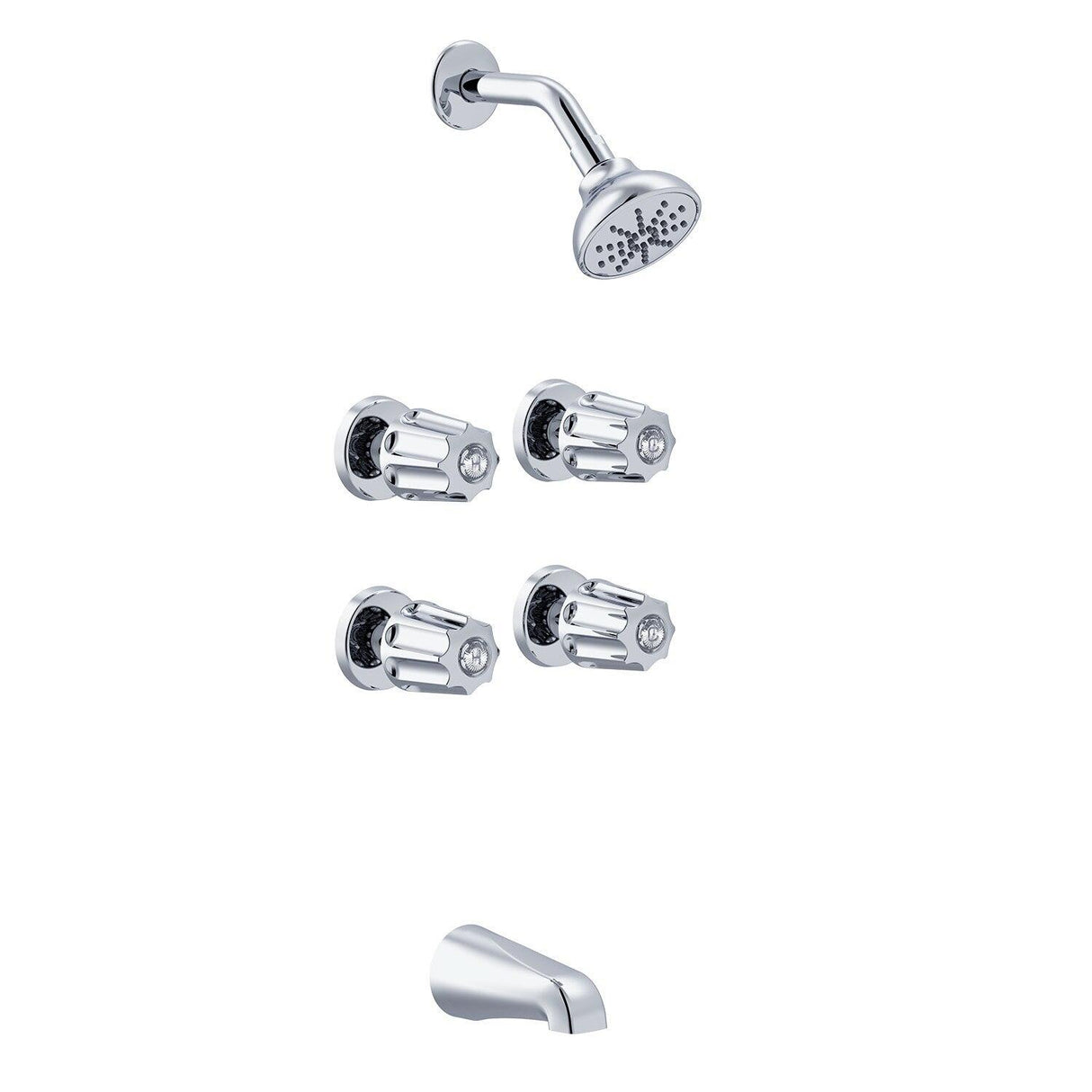 Gerber G074643083 Chrome Classics Four Metal Fluted Handle Tub & Shower FITTIN...