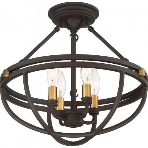 Quoizel SRG1716WT Sergeant Semi-flush mount 4 light western bronze Semi-Flush Mount