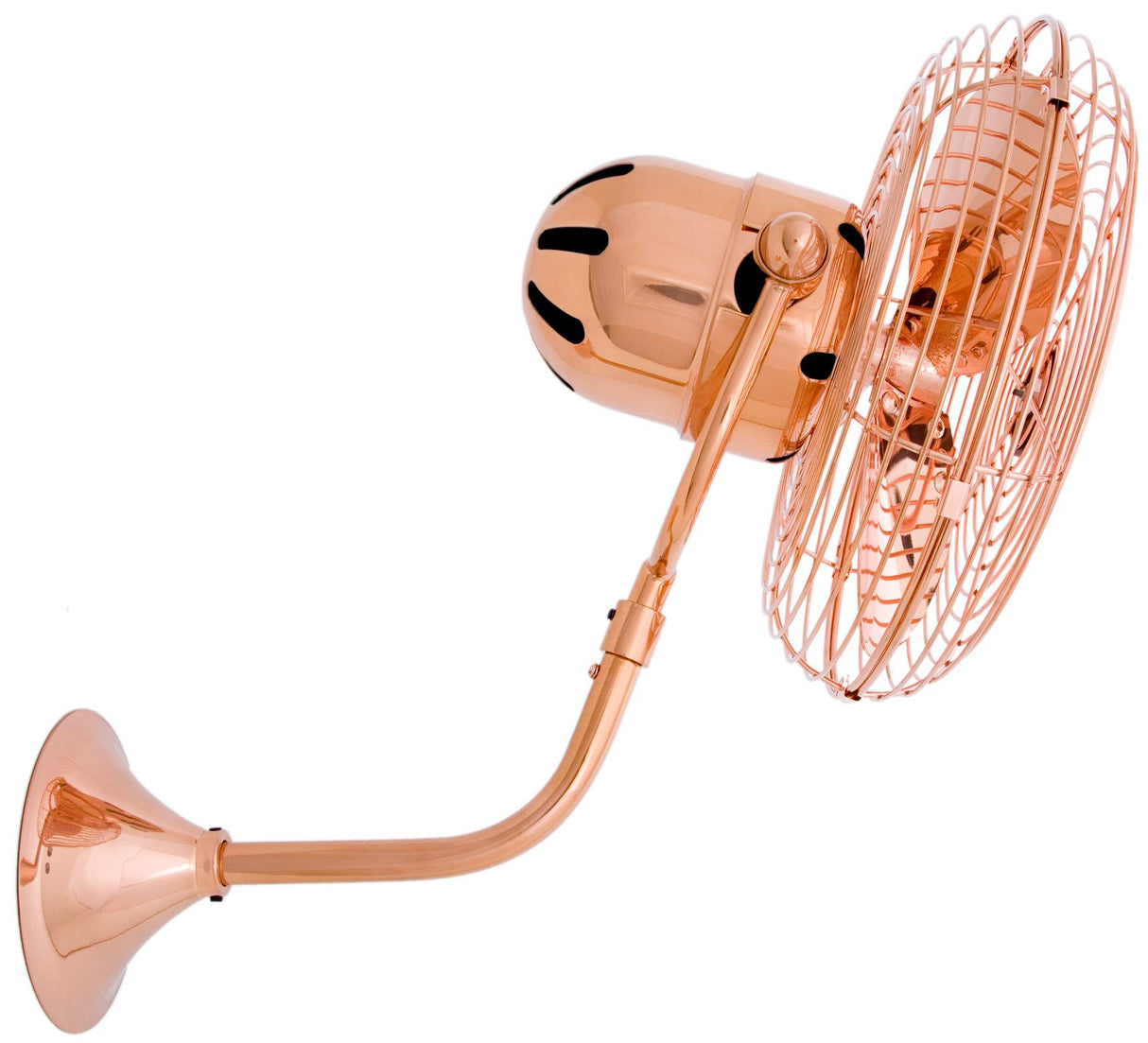 Matthews Fan MP-CP-MTL Michelle Parede vintage style wall fan in polished copper finish.