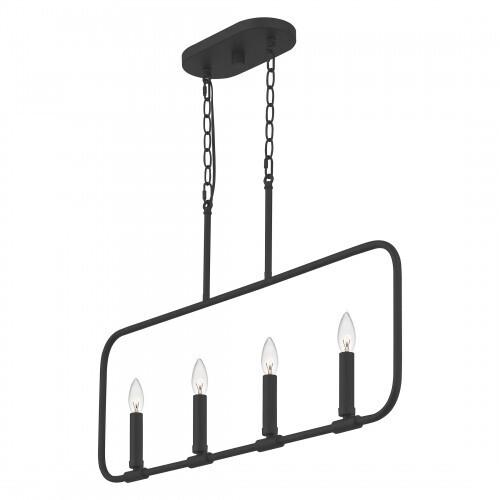 Quoizel ABR432MBK Abner Linear chandelier 4 light matte black Island Light
