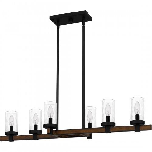 Quoizel TUT638MBK Tuthill Linear chandelier 6 lights matte black Island Light