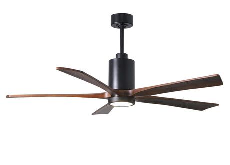 Matthews Fan PA5-BK-WA-60 Patricia-5 five-blade ceiling fan in Matte Black finish with 60” solid walnut tone blades and dimmable LED light kit 