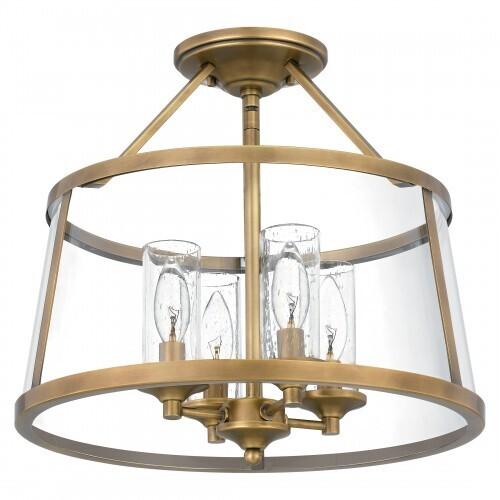 Quoizel BAW1716WS Barlow Semi-flush mount 4 light weathered brass Semi-Flush Mount