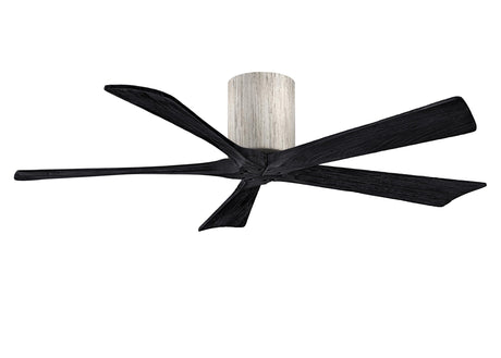 Matthews Fan IR5H-BW-BK-52 Irene-5H five-blade flush mount paddle fan in Barn Wood finish with 52” solid matte black wood blades.