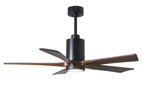 Matthews Fan PA5-BK-WA-52 Patricia-5 five-blade ceiling fan in Matte Black finish with 52” solid walnut tone blades and dimmable LED light kit 