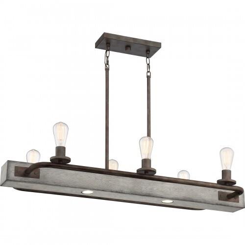 Quoizel MVL642IN Melville Linear chandelier 6 light iron gate Island Light