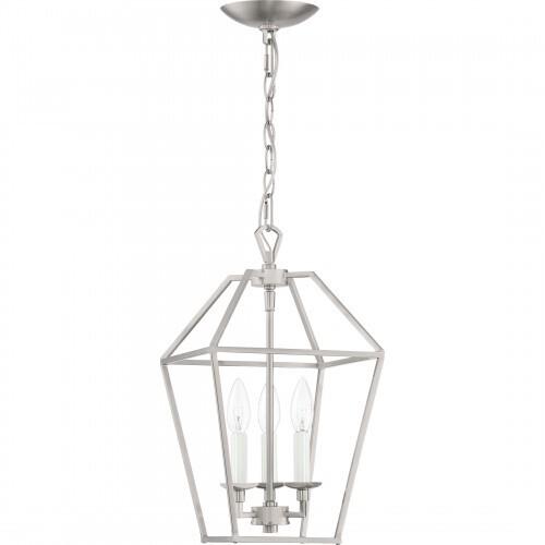 Quoizel AVY5203BN Aviary Pendant Ceiling Lighting, 3-Light, 180 Watts, Brushed Nickel (17"H x 10"W)