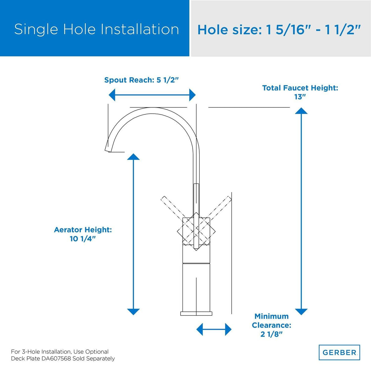 Gerber D201144BN Brushed Nickel Sirius Single Handle Vessel Filler