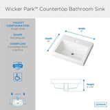 Gerber G0013822 White Wicker Park Rectangular Single Hole Above Counter Bathroom Sink