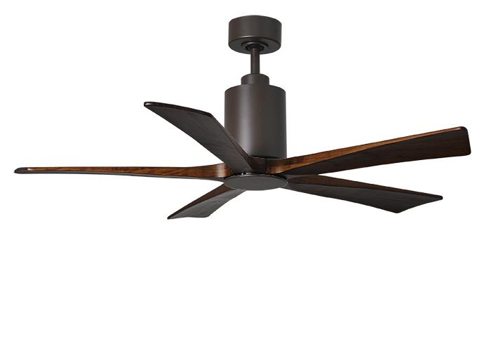 Matthews Fan PA5-TB-WA-52 Patricia-5 five-blade ceiling fan in Textured Bronze finish with 52” solid walnut tone blades and dimmable LED light kit 