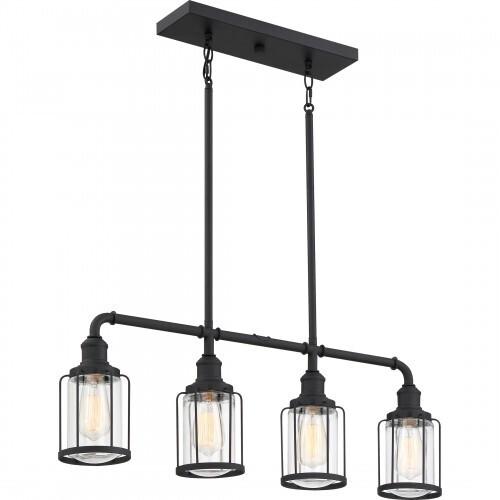 Quoizel LUD434EK Ludlow Linear chandelier 4 light earth black Island Light