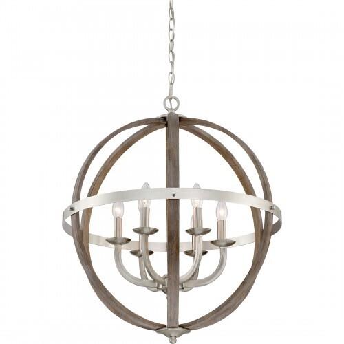 Quoizel FSN5206BN Fusion 6lts foyer brushed nickel 24.5"d Pendant