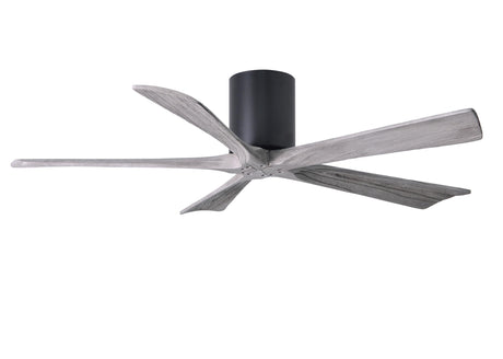 Matthews Fan IR5H-BK-BW-52 Irene-5H five-blade flush mount paddle fan in Matte Black finish with 52” solid barn wood tone blades.