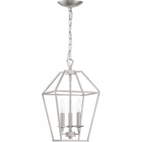 Quoizel AVY5203BN Aviary Pendant Ceiling Lighting, 3-Light, 180 Watts, Brushed Nickel (17"H x 10"W)
