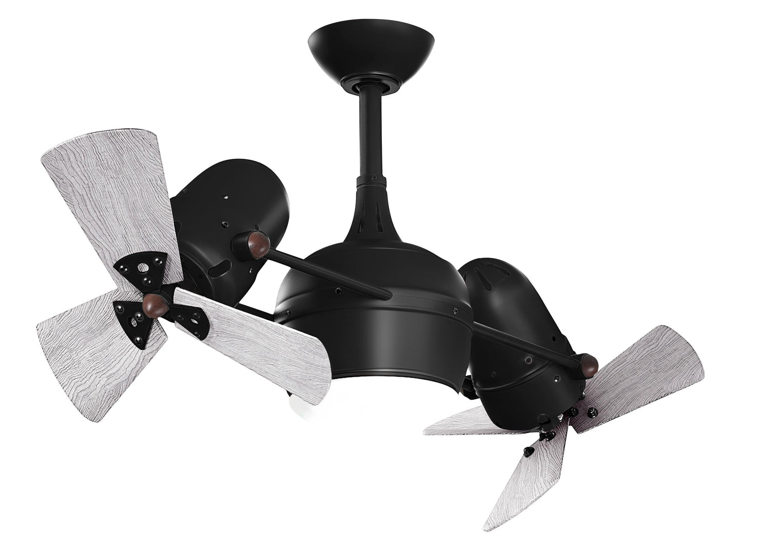 Matthews Fan DGLK-BK-WDBW Dagny 360° double-headed rotational ceiling fan with light kit in Matte Black finish with solid barn wood blades.