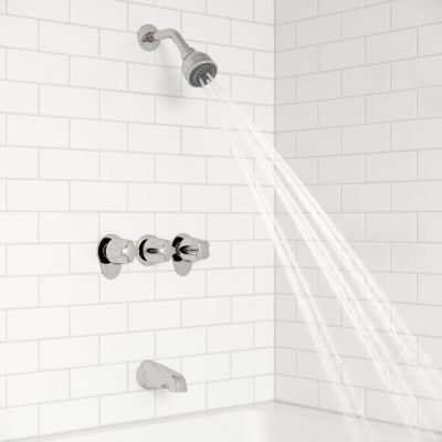 Polished Chrome Pfister 3-handle Tub & Shower Faucet With Metal VER... LG01-3410