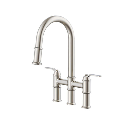 Gerber D434437SS Kinzie Two Handle Pull-down Bridge Faucet - Stainless Steel